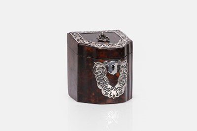 Lot 552 - An Edwardian silver-mounted tortoiseshell tea caddy
