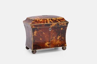 Lot 540 - A late George III tortoiseshell tea caddy