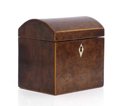 Lot 308 - A small burr yew tea caddy