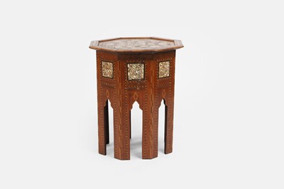 Lot 471 - A fruitwood, mother-of-pearl and marquetry octagonal table