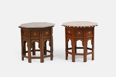 Lot 81 - Two inlaid hardwood octagonal occasional tables