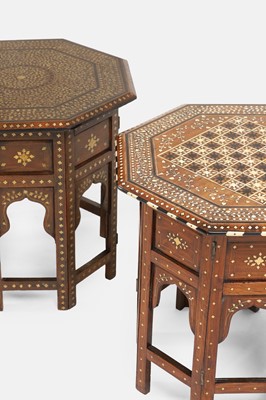 Lot 81 - Two inlaid hardwood octagonal occasional tables
