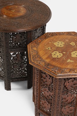 Lot 273 - Two Indian brass-inlaid openwork rosewood tables