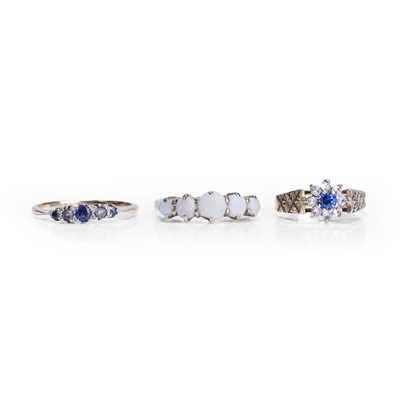 Lot 223 - A group of three gemstone set rings