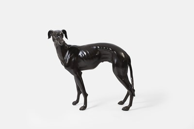 Lot 65 - A large bronze greyhound figure