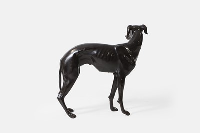 Lot 65 - A large bronze greyhound figure