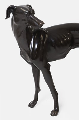 Lot 65 - A large bronze greyhound figure