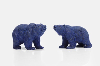 Lot 407 - Two carved lapis lazuli bears