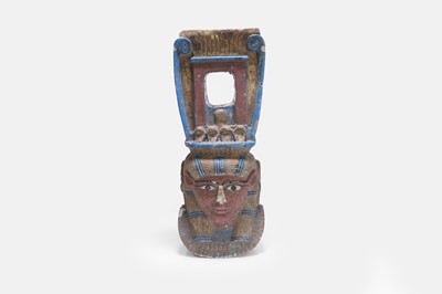 Lot 300A - An Egyptian-style carved and painted quartz Hathor column capital