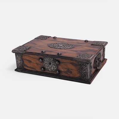 Lot 274 - A Dutch Colonial silver-mounted carved rosewood coromandel casket