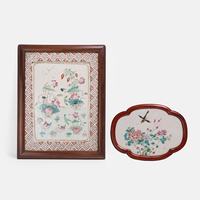 Lot 78 - Two Chinese famille rose porcelain plaques