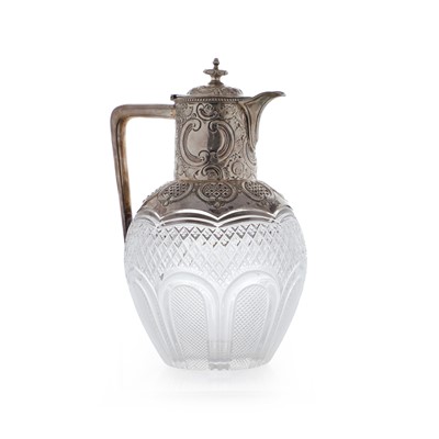 Lot 66 - A late Victorian cut-glass and silver-mounted claret jug