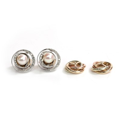 Lot 169 - A pair of cultured pearl earrings with jackets