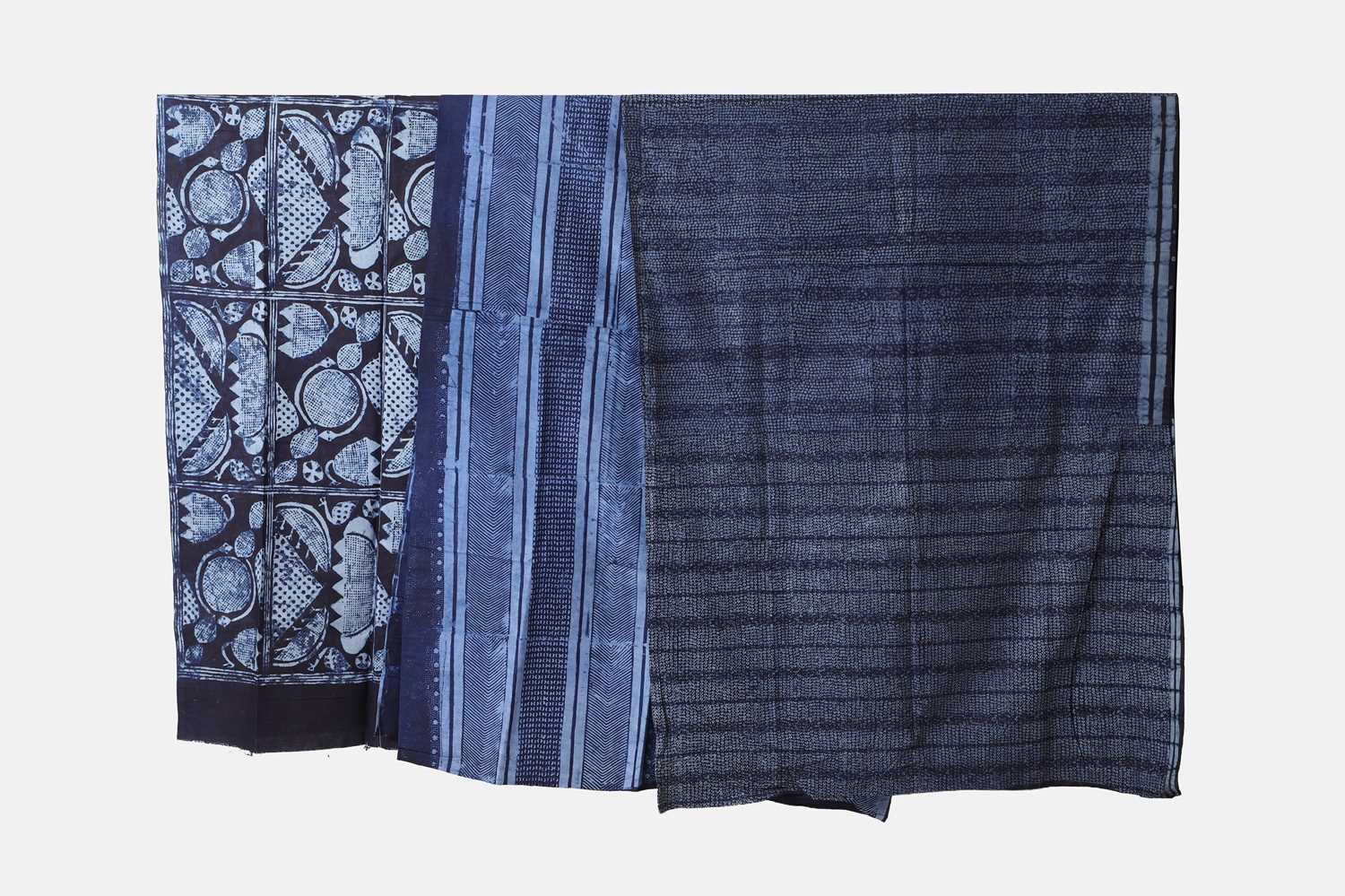 Lot 297 - Three Yoruba adire eleko indigo cloths