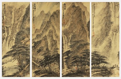 Lot 120 - Four Chinese hanging scrolls