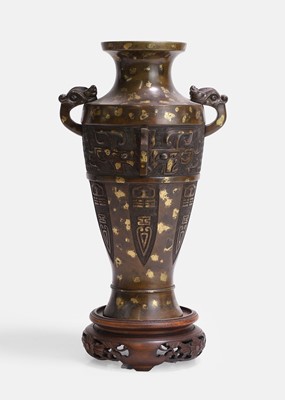 Lot 140 - A Chinese gold-splashed bronze vase
