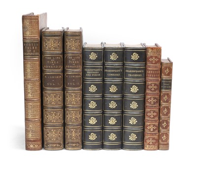 Lot 201 - BINDING: Shakespeare: Works, Tragedies; Histories & Poems; Comedies, 3 Vols.