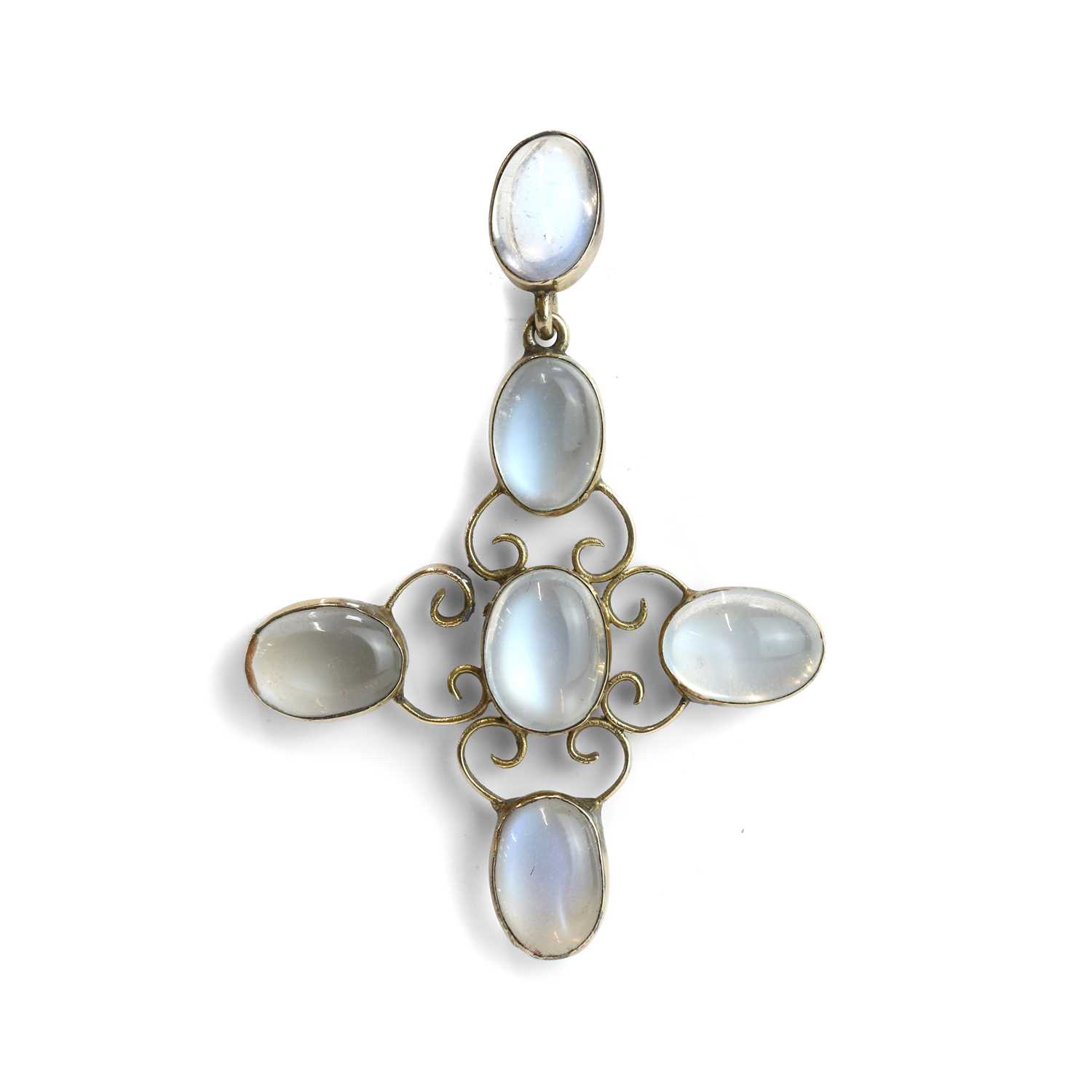 Lot 60 - A moonstone cruciform pendant