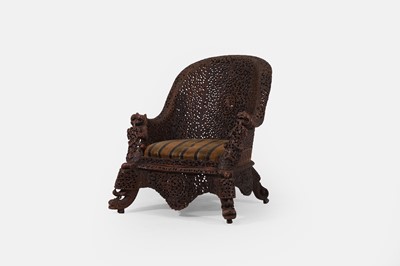 Lot 637 - An Anglo-Indian hardwood armchair