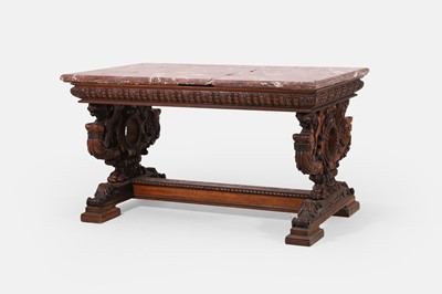 Lot 534 - A Renaissance Revival marble and walnut centre table