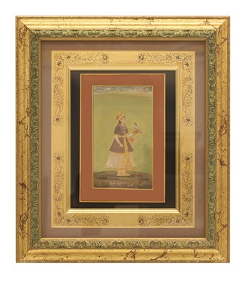 Lot 90 - An Indian painting of a lady with a falcon