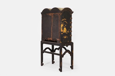 Lot 1 - A Queen Anne black-and-gilt japanned cabinet-on-stand
