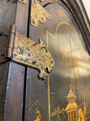 Lot 1 - A Queen Anne black-and-gilt japanned cabinet-on-stand