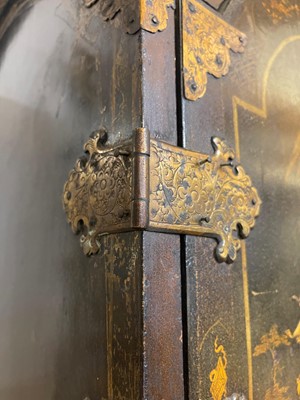 Lot 1 - A Queen Anne black-and-gilt japanned cabinet-on-stand