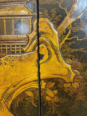 Lot 1 - A Queen Anne black-and-gilt japanned cabinet-on-stand