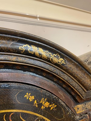 Lot 1 - A Queen Anne black-and-gilt japanned cabinet-on-stand