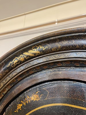 Lot 1 - A Queen Anne black-and-gilt japanned cabinet-on-stand