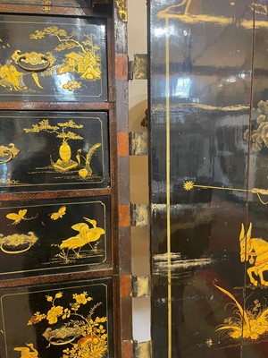 Lot 1 - A Queen Anne black-and-gilt japanned cabinet-on-stand