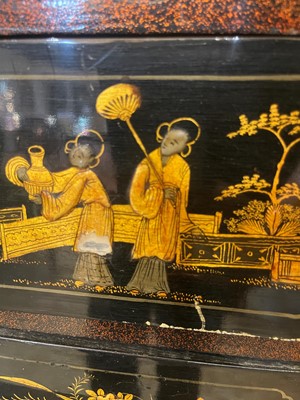Lot 1 - A Queen Anne black-and-gilt japanned cabinet-on-stand