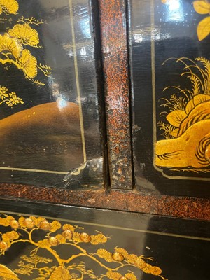 Lot 1 - A Queen Anne black-and-gilt japanned cabinet-on-stand