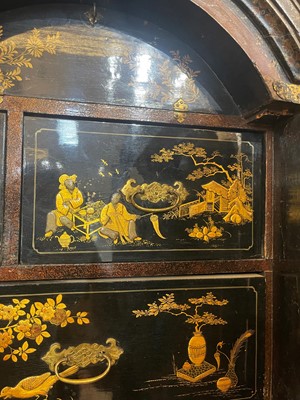Lot 1 - A Queen Anne black-and-gilt japanned cabinet-on-stand