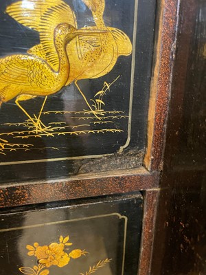 Lot 1 - A Queen Anne black-and-gilt japanned cabinet-on-stand