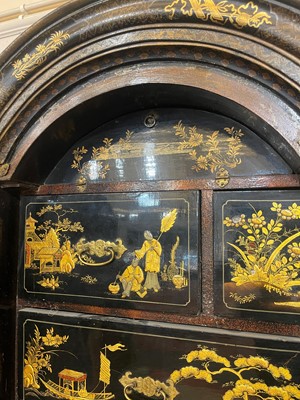 Lot 1 - A Queen Anne black-and-gilt japanned cabinet-on-stand