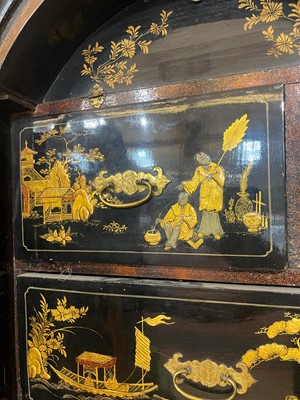 Lot 1 - A Queen Anne black-and-gilt japanned cabinet-on-stand