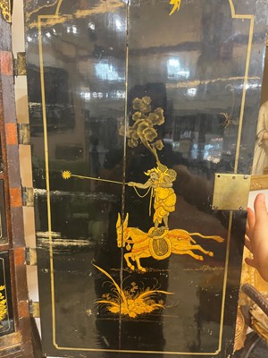 Lot 1 - A Queen Anne black-and-gilt japanned cabinet-on-stand