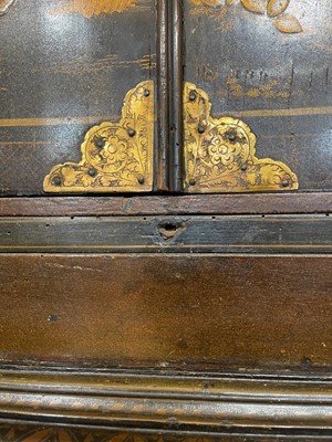 Lot 1 - A Queen Anne black-and-gilt japanned cabinet-on-stand