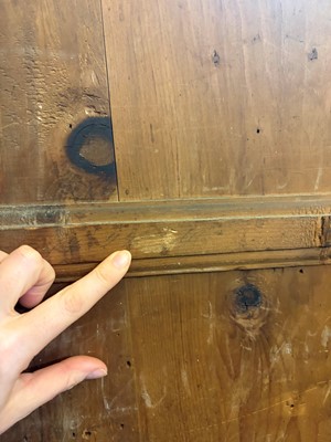 Lot 21 - A painted pine marriage cupboard
