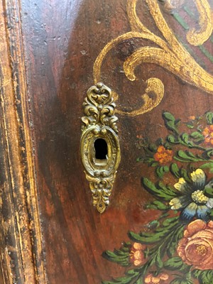 Lot 21 - A painted pine marriage cupboard