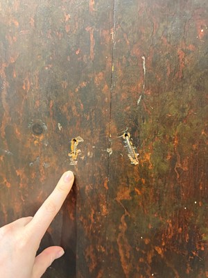 Lot 21 - A painted pine marriage cupboard