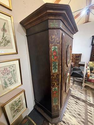 Lot 21 - A painted pine marriage cupboard