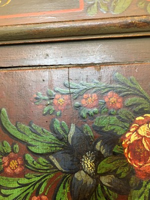 Lot 21 - A painted pine marriage cupboard