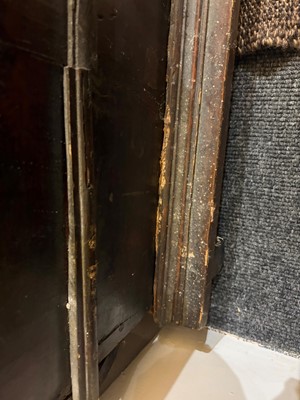 Lot 21 - A painted pine marriage cupboard