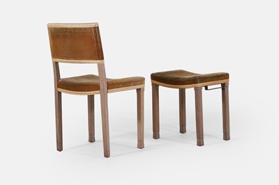 Lot 16 - Two George VI bleached beech Coronation chairs and a stool