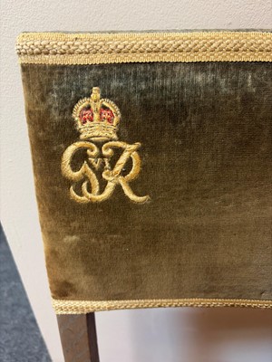 Lot 16 - Two George VI bleached beech Coronation chairs and a stool