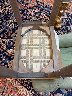 Lot 16 - Two George VI bleached beech Coronation chairs and a stool