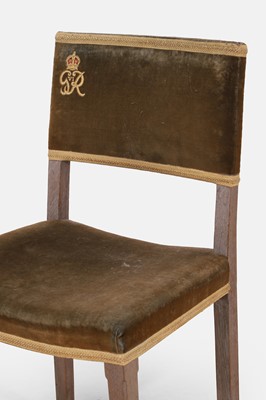 Lot 16 - Two George VI bleached beech Coronation chairs and a stool